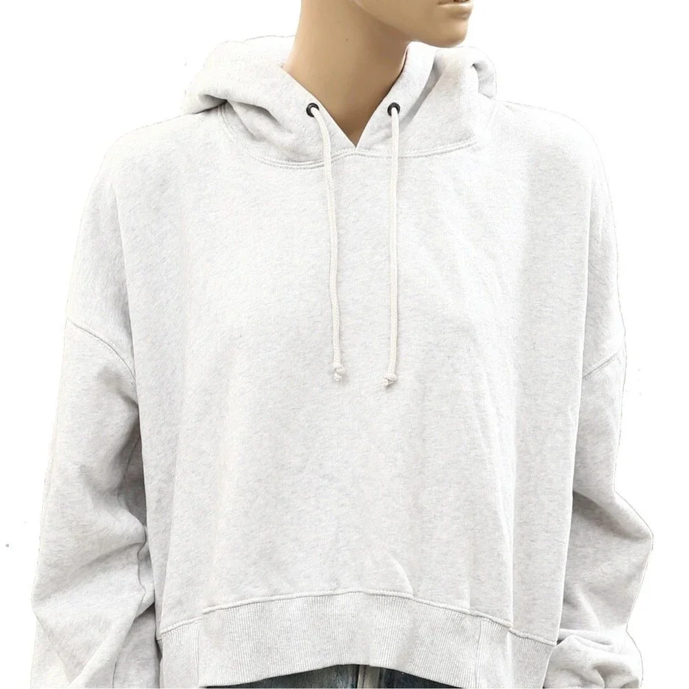 Free People Fp Movement Undefeated Hoodie Sweatshirt Cropped Top Grey M 289570